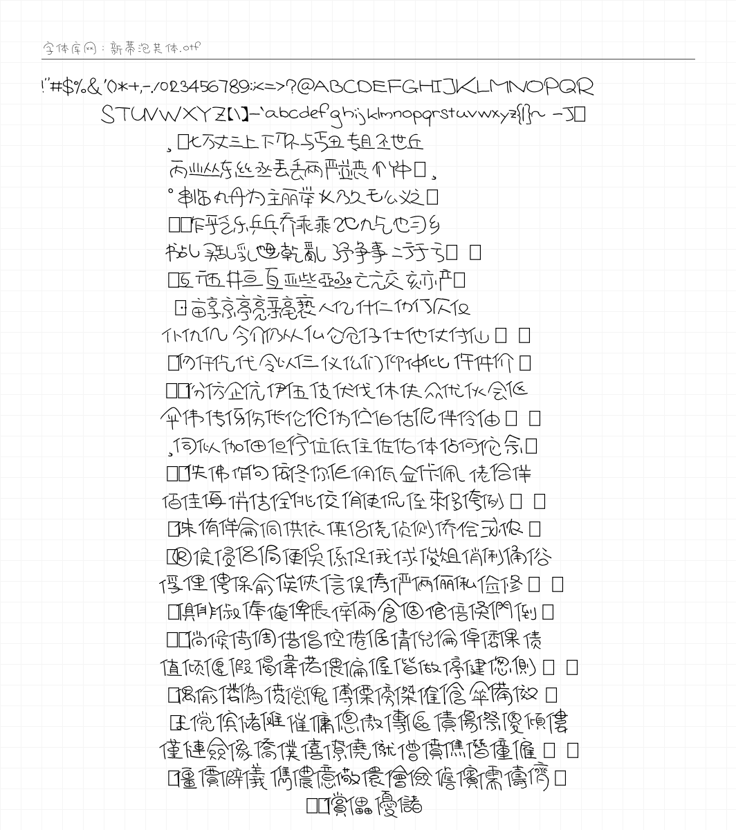 新蒂泡芙体 - 完整字符集预览