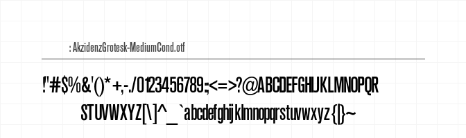 AkzidenzGrotesk-MediumCond 字符集预览