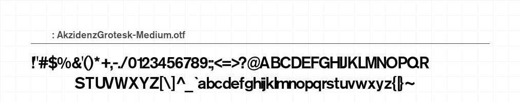 AkzidenzGrotesk-Medium 字符集预览