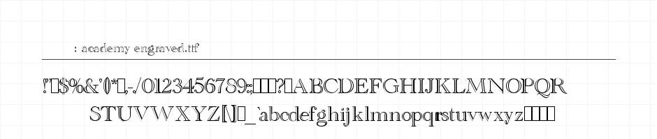 academy engraved 字符集预览