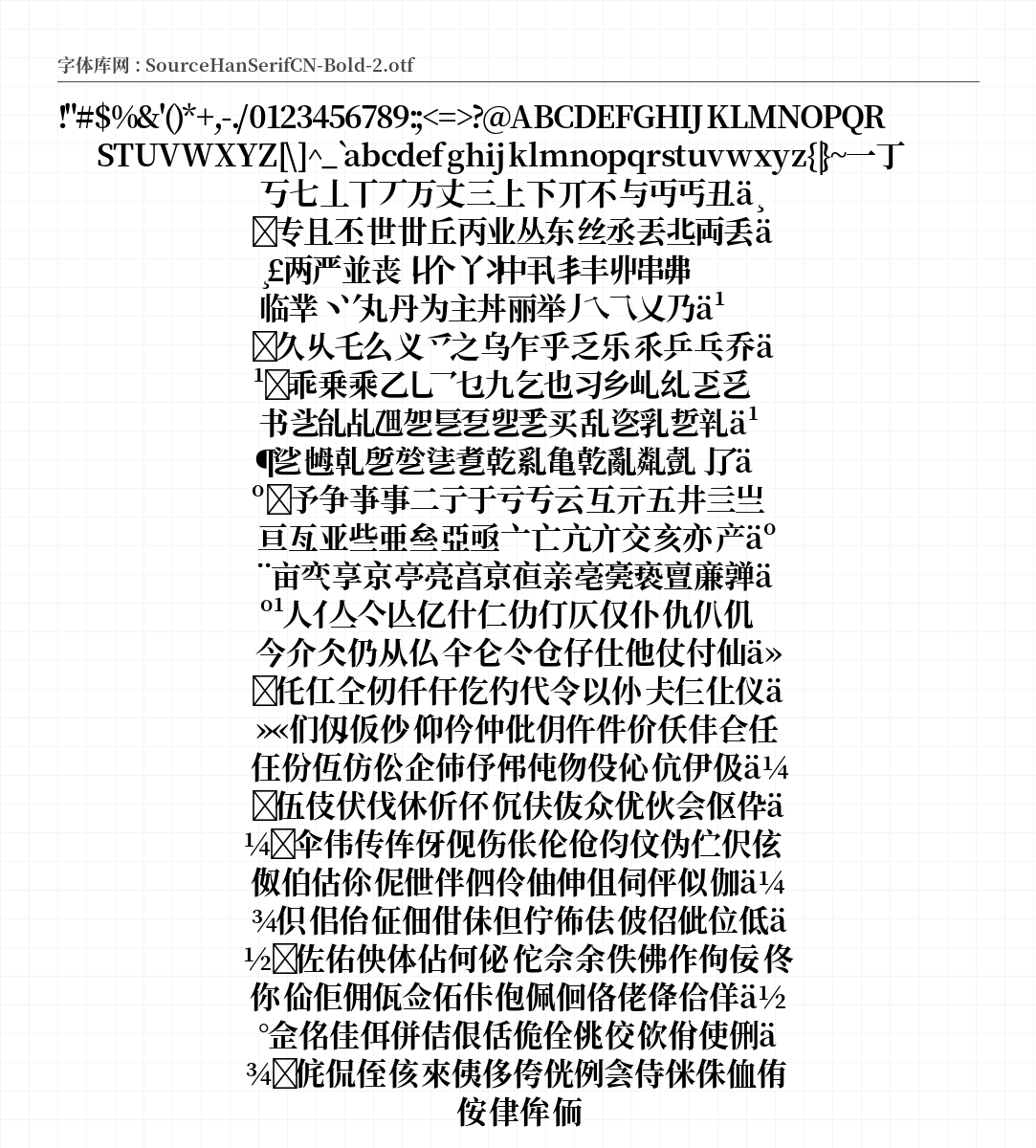 思源宋体 字符集预览