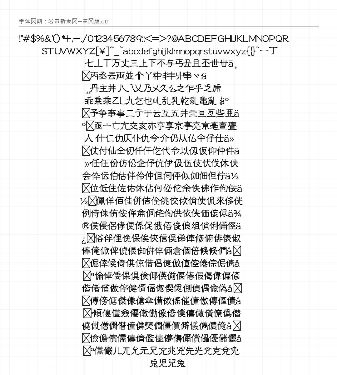 岩田新隶书-高级版 - 完整字符集预览